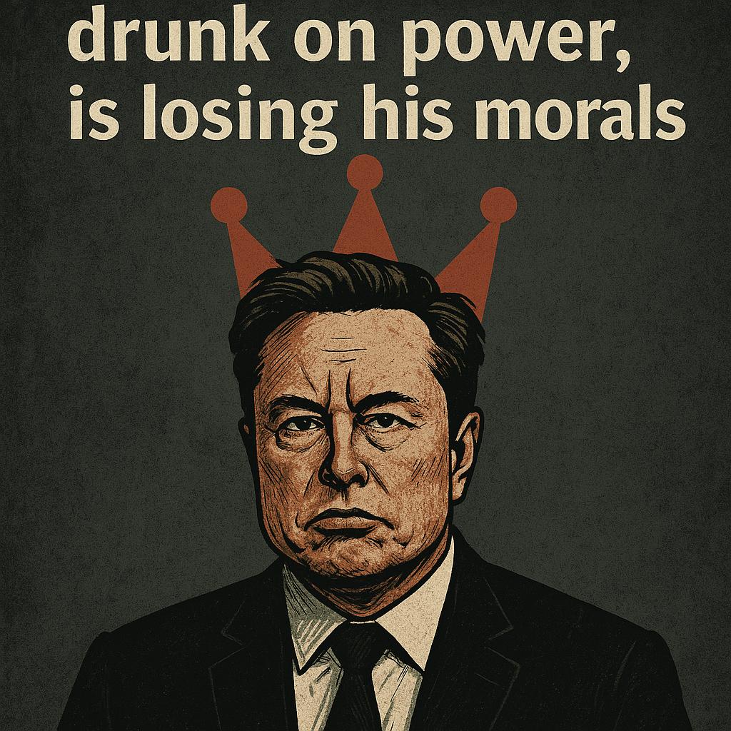 Elon Musk drunken by power, losing his morals