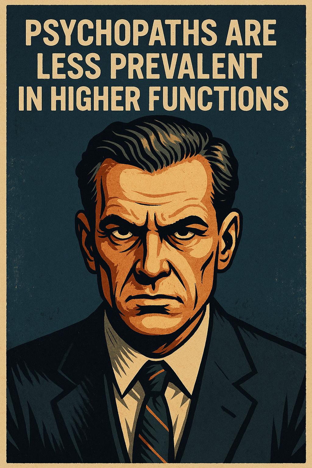 Psychopaths are less prevalent in higher functions