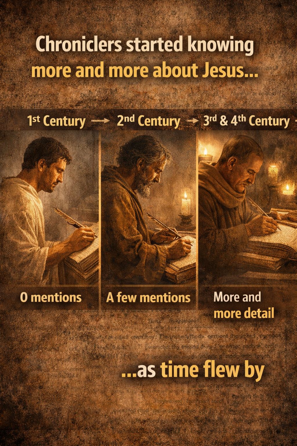 As time went on, chroniclers claimed to know more about Jesus