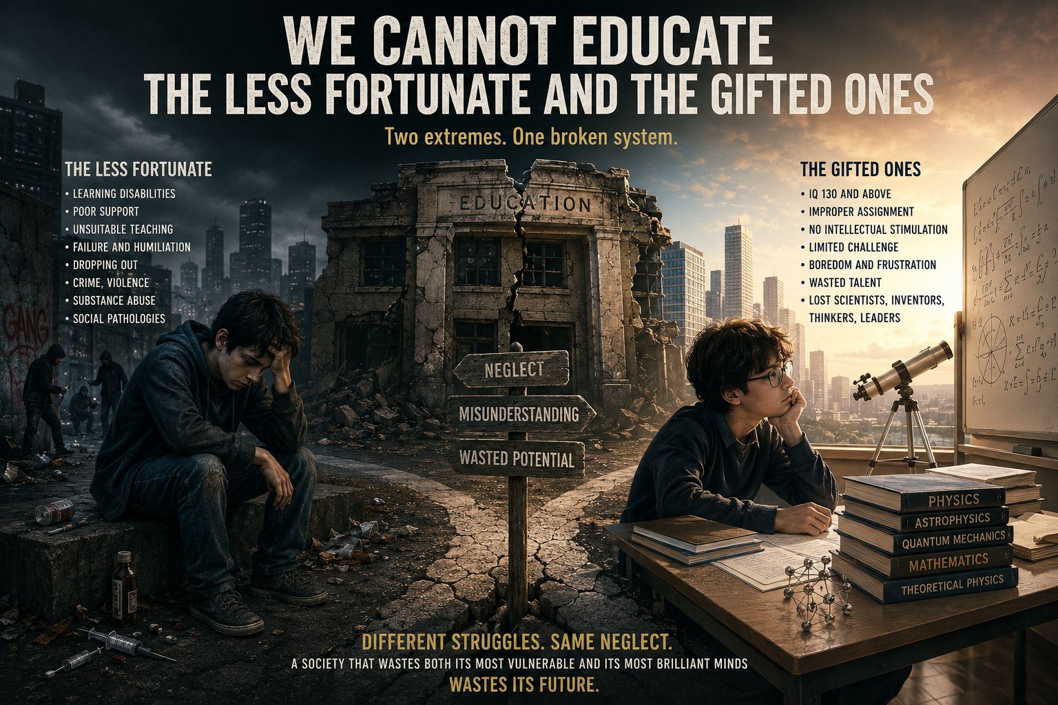 We cannot educate the less fortunate and the gifted ones